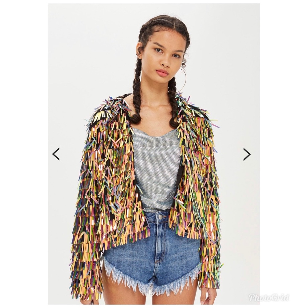 Multi colored sequins jacket.